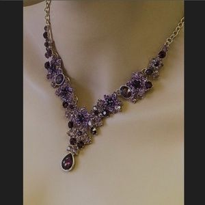 PURPLE FLORAL BRIDAL JEWELRY SET